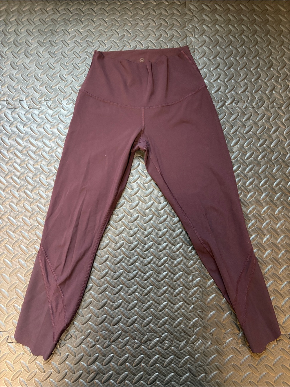 Lululemon Wunder Under Crop High Rise Roll Down Scallop Plum Purple Leggings 23”